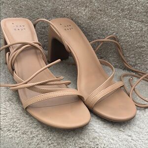 A New Day Beige Heeled Sandals with Ankle Straps